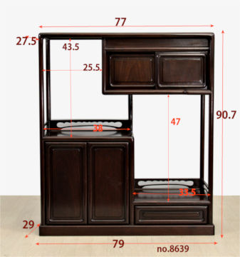 飾り棚:(これから仕上品)花梨 隅丸4枚戸 2.6尺棚  no.8639