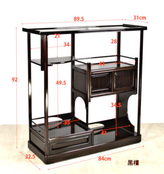 飾り棚: 黒檀　新中袋無地　3尺棚　no.3017