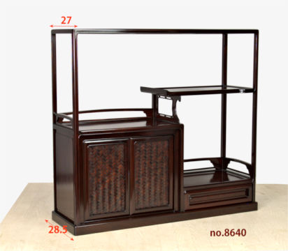 飾り棚:紫檀  吹き抜け網代編み 3尺棚 (完成品) no.8640