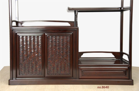 飾り棚:紫檀  吹き抜け網代編み 3尺棚 (完成品) no.8640