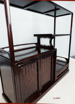 飾り棚:紫檀  吹き抜け網代編み 3尺棚 (完成品) no.8640