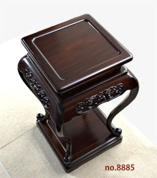 花台: 紫檀  二重天　唐草彫り 高卓 高さ44.5cm 大阪唐木指物　no.8885