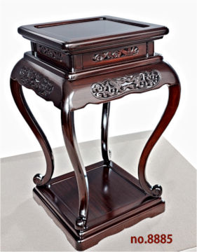 花台: 紫檀  二重天　唐草彫り 高卓 高さ44.5cm 大阪唐木指物　no.8885