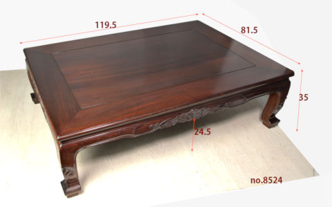 座敷机:(これから仕上げ品) 紫檀 藤原作 菊彫り 4尺机  大阪唐木指物　no.8524