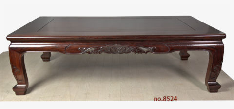 座敷机:(これから仕上げ品) 紫檀 藤原作 菊彫り 4尺机  大阪唐木指物　no.8524