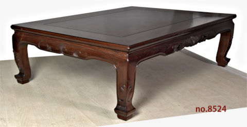 座敷机:(これから仕上げ品) 紫檀 藤原作 菊彫り 4尺机  大阪唐木指物　no.8524