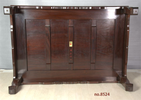 座敷机:(これから仕上げ品) 紫檀 藤原作 菊彫り 4尺机  大阪唐木指物　no.8524